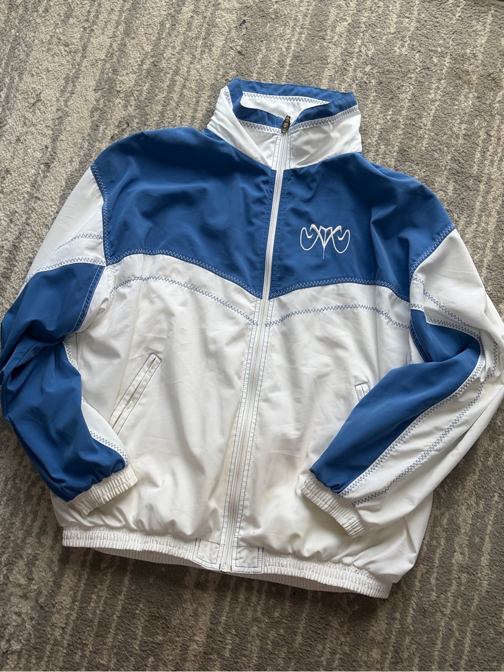 Lotto Blue and White Colorblock Windbreaker Jacket